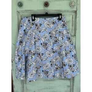 Talbot's Pleated Cotton Blend Skirt Floral/Paisley Print Shades of‎ Blue Sz 12
